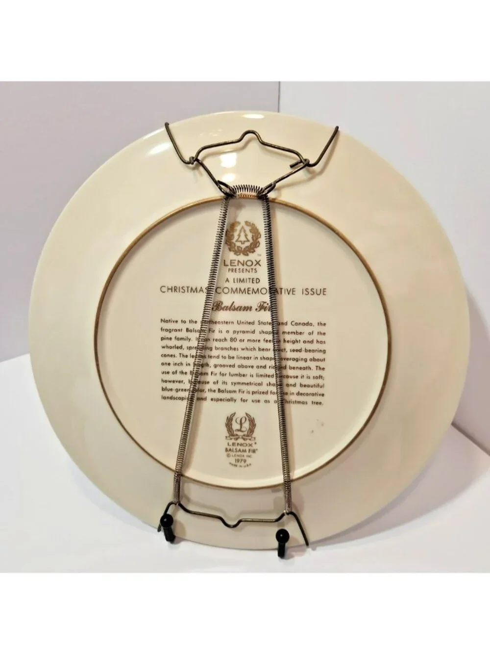 Vtg Lenox 1979 Christmas Plate Commemorative Issue Balsam Fir with Box